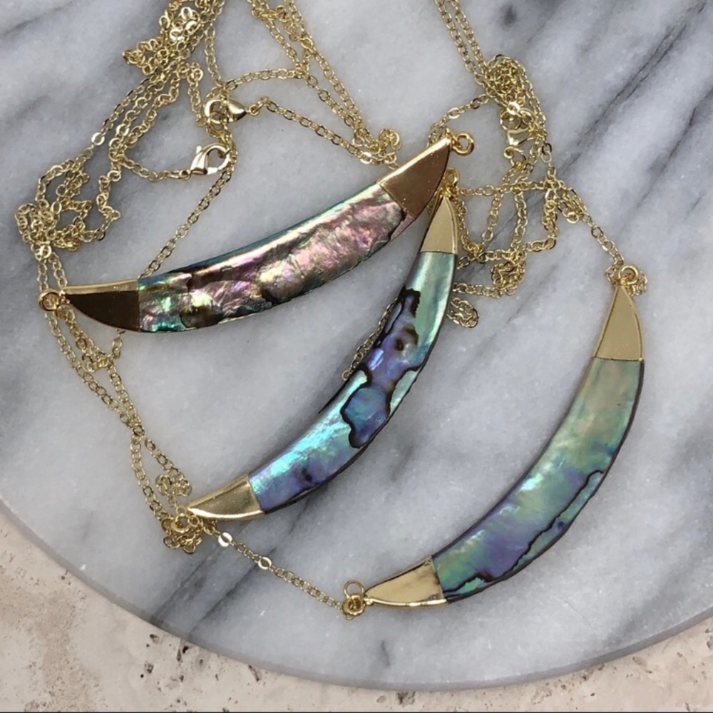 Restocked! Abalone Shell Crescent Pendant - Picture 7 of 16